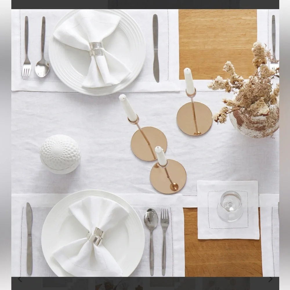 ATLINIA White Linen Placemats and Coasters